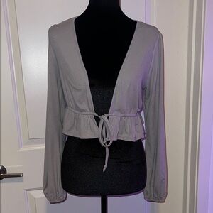 Chic Gray Women's Blouse with Tie-Front